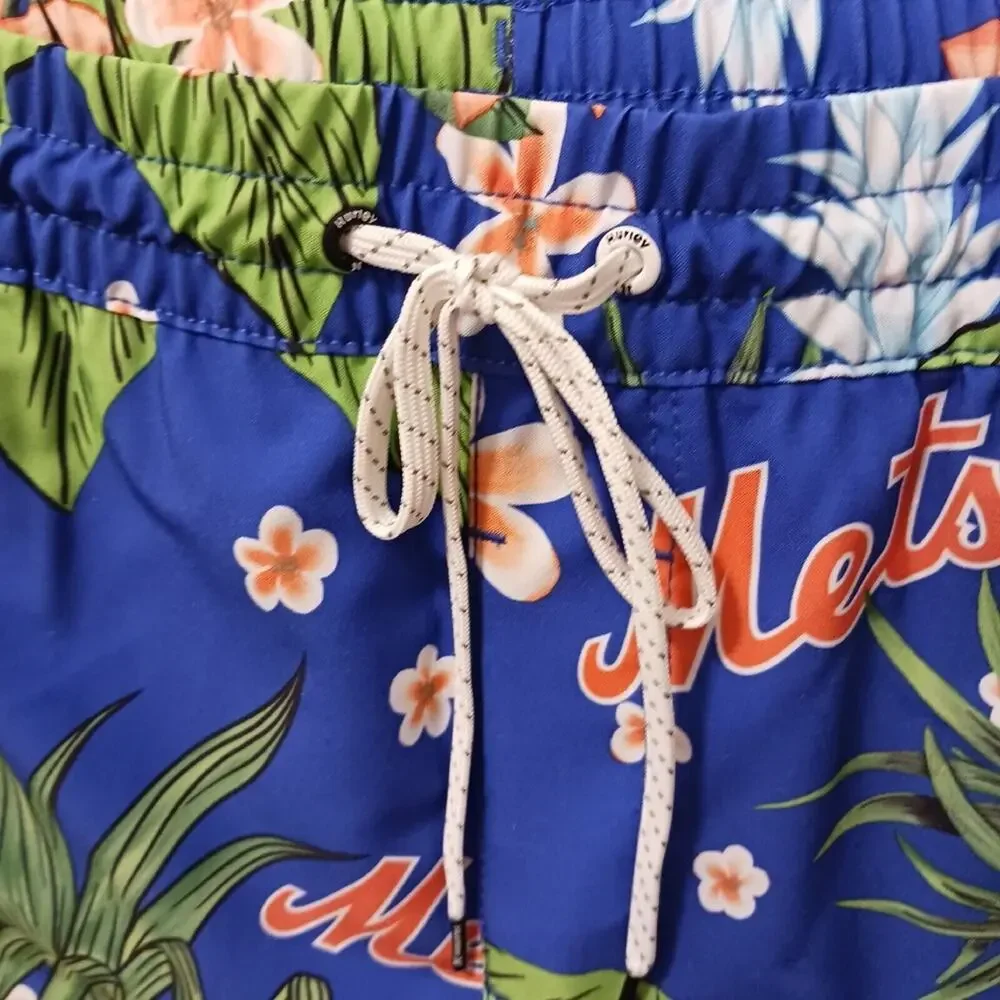 Hurley Swim Trunks MLB NEW YORK METS Men's XL BLUE Tropical Floral Board Shorts